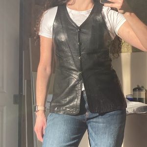 Ogilvy’s Vintage Leather Black Button Up Vest